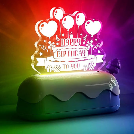 L LOHAS LED Birthday Night Lights for Kids, Kawaii Stuff Birthday Desk Lamp, Rechargeable Desk Decor for Bedroom, Besides, Dinning, Nursery Night Light for Kids, Boys, Girls, Gifts