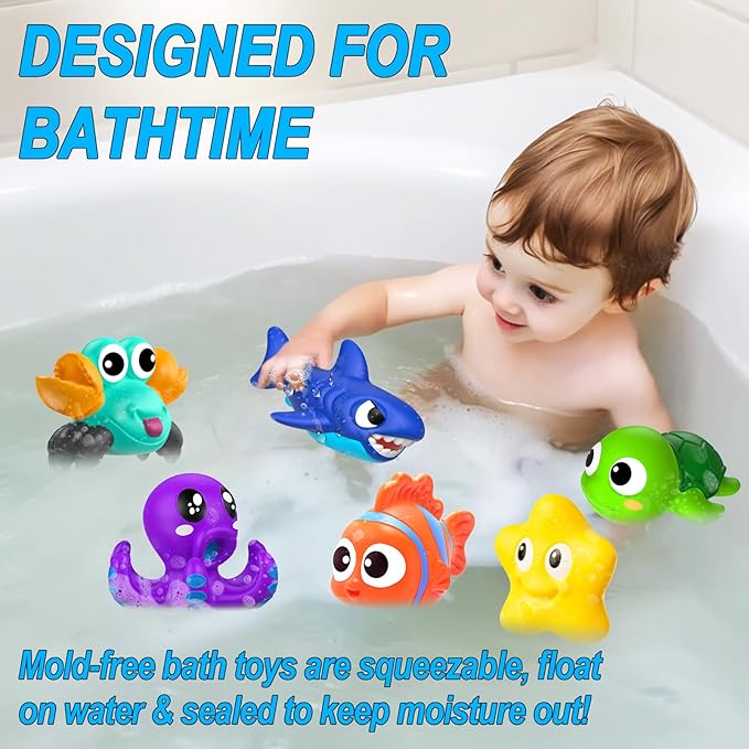 No Hole Mold Free Baby Bath Toys for Toddlers 1-3,Infant Bathtub Toys for Babies 6-12-18 Months,Shower Toys Pool Toys for 1 2 3 4 Years Old Boys Girls Kids