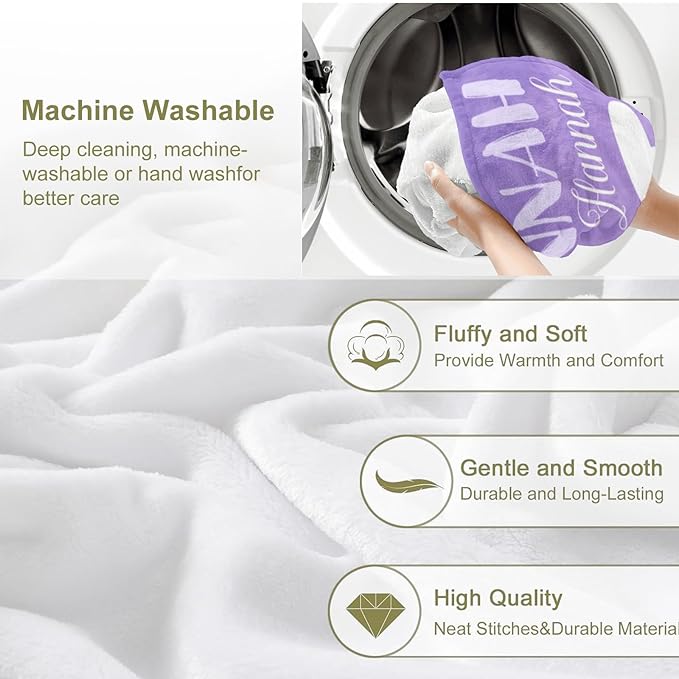 Personalized Custom Baby Blanket with Name for Girls Boys Kids Customized Flannel Blanket for Bed Nursery Room Baby Stroller