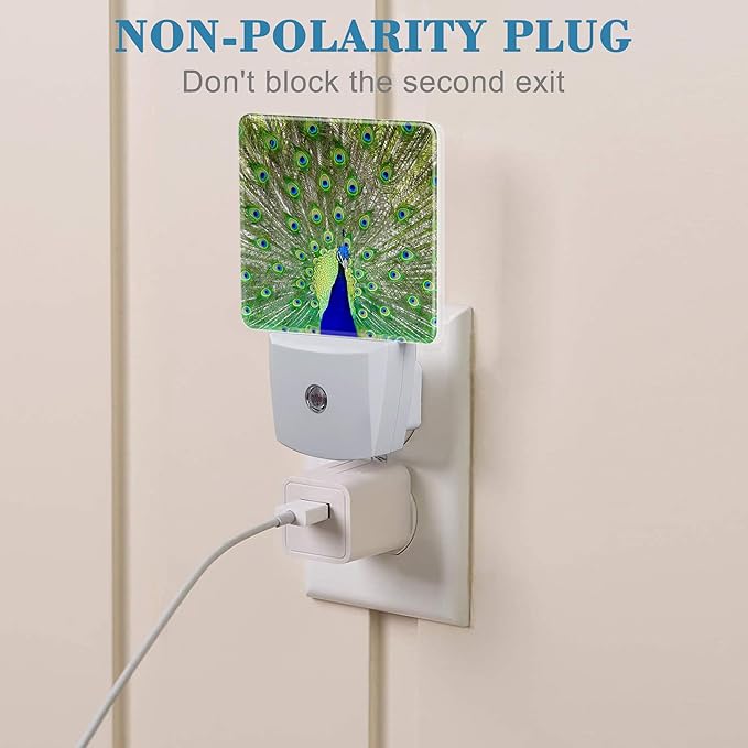 Night Light for Kids Girls Boys, Magnificent Peacock LED Night Light Plug into Wall with Dusk to Dawn Sensor for Room Decor, Hallway, Kitchen, Bathroom, Nursery, Stairs