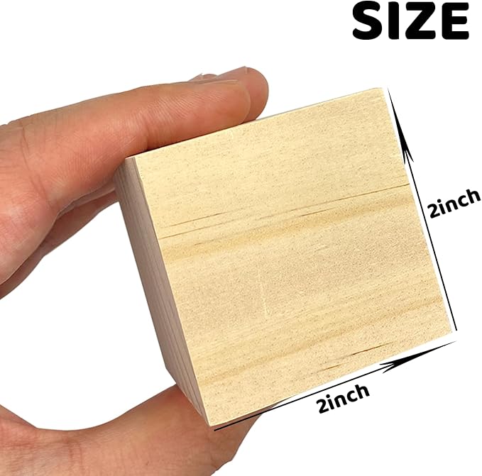 Wood Blocks for Crafts,2 Inch Unfinished Wooden Cubes Natural Wood Blocks for Crafts Making & DIY Projects & Decor(Pack of 9)