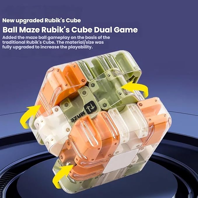3D Maze Ball Puzzle Fidget Cube - Engaging Brain Teaser Toy for Stress Relief & Focus, Challenging Puzzle Maze Ball Game for Adults, Teens & Kids (Model A-2PCS)