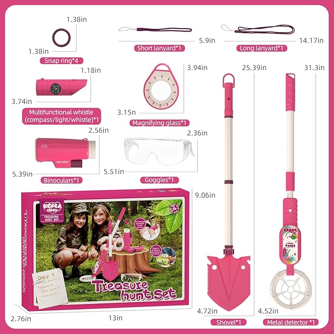 Outdoor Adventure Metal Detector for Kids Toys Set,Outdoor Beach Toys for Kid, with Shovel,Compass, etc.Kids Metal Detector Gift Toys for Ages 3+