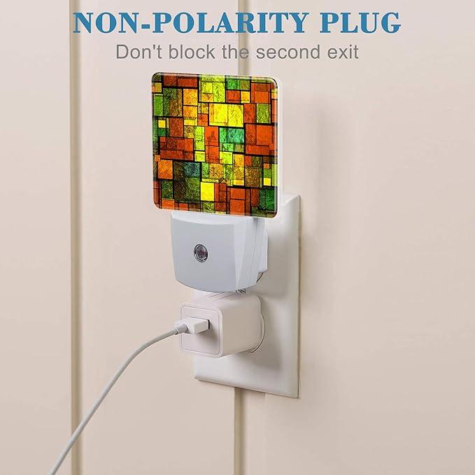 Night Light Plug into Wall Colorful Stained Glass Wall Night Light with Dusk to Dawn Sensor Night Light for Kid Girls Boys Women Men Room Decor, Hallway, Kitchen, Bathroom, Nursery, Stairs