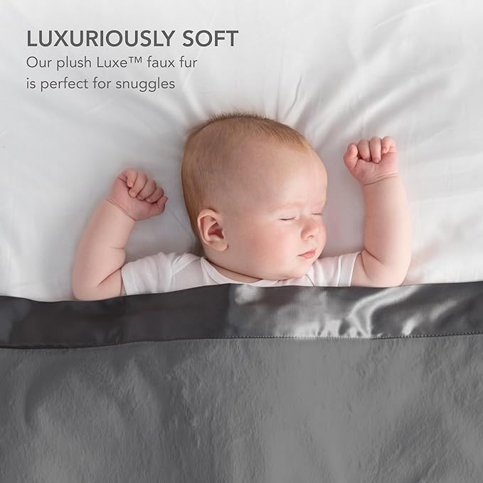 Little Giraffe Baby Blanket - Luxe Soft Blanket with Satin Trim - Baby Stroller Blanket - Newborn Baby Essentials & Baby Gifts - 29x35" - Charcoal