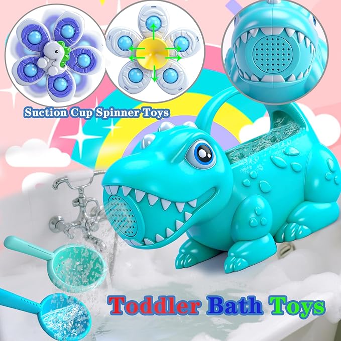 Baby Bath Toys for Kids Ages 1-3, Dinosaur Watering Can for Toddler, Beach Sand Toys Garden Play Time, Bathtub Toys Swimming Pool Toys for 1 2 3 4 5 6 Years Old Girls Boys（4 Pack）