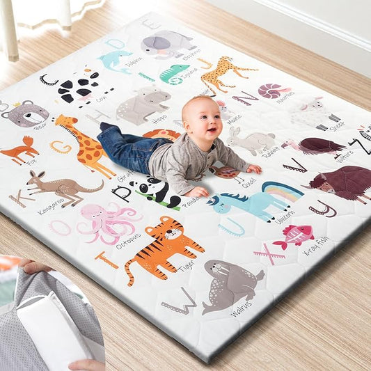Premium Foam Baby Play Mat 50" x 50" – Removable & Machine Washable Cover, Extra Thick Padding Playpen Mat, Non-Slip Crawling Mat, Easy to Clean for Infants, Toddlers & Babies
