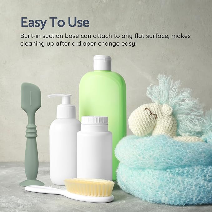 3 Packs Silicone Diaper Cream Applicator with Suction Base, Diaper Cream Spatula Applicator for Babies, Soft Silicone Diaper Cream Brush (White/Sage/Ether)