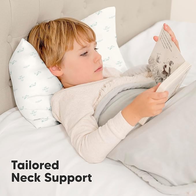 KeaBabies 2-Pack Toddler Pillow 13x18 - Soft Organic Cotton Kids Travel Bed Pillows for Sleeping, School, Nap, Machine Washable, Toddlers 2 to 5, Pillowcase Sold Separately (Planes)