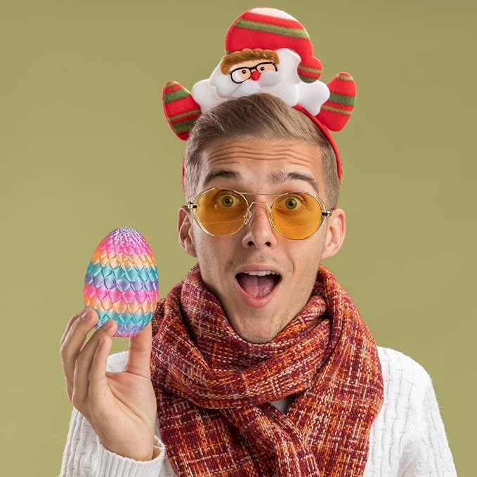 Small Dragon Eggs with Dragon Inside, 3D Printed Surprise Funny Gifts for Kids, Articulated Dragon Fidget Toys for Adults, Executive Desk Toys Office Room Décor (Pastel Rainbow)