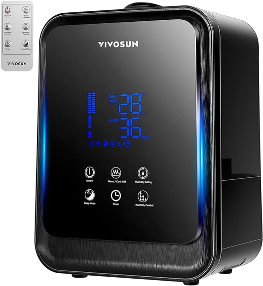 VIVOSUN 4.5L 2-in-1 Cool & Warm Mist Ultrasonic Humidifier with Essential Oil Box & Remote Control for Bedrooms, Offices, Plants, Babies, Dryness, and Skincare