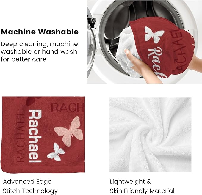 Personalized Throw Blanket with Name Custom Blankets Customized Baby Blanket for Girls Kids Adult Birthday Gift