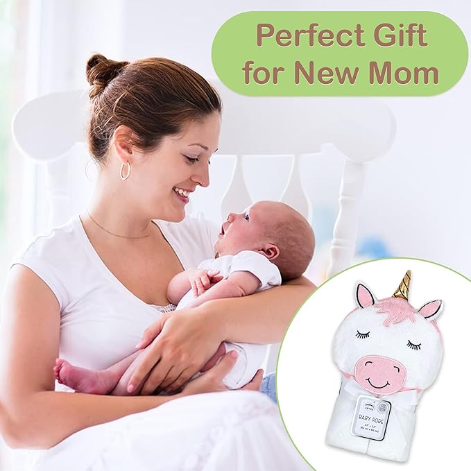 Mother's Choice Baby Hooded Towel - Large Size, Cotton, Ultra-Soft & Absorbent Bath Towel for Newborns, Infants, Toddlers, Boys & Girls with Animal Hood (Unicorn)