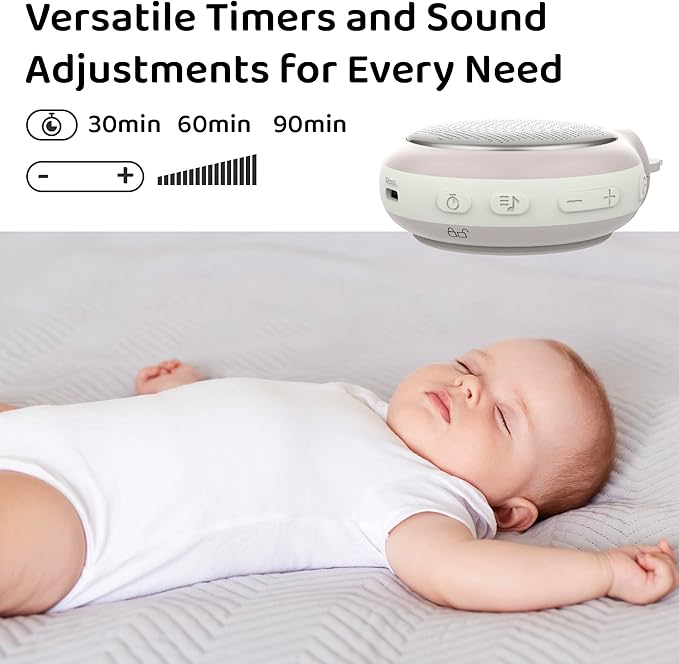 Moonybaby Portable Sound Machine, Baby Sleep Soothe, 9 Soothing Sounds, White Noise, Shush, Sound Therapy and Noise Canceling