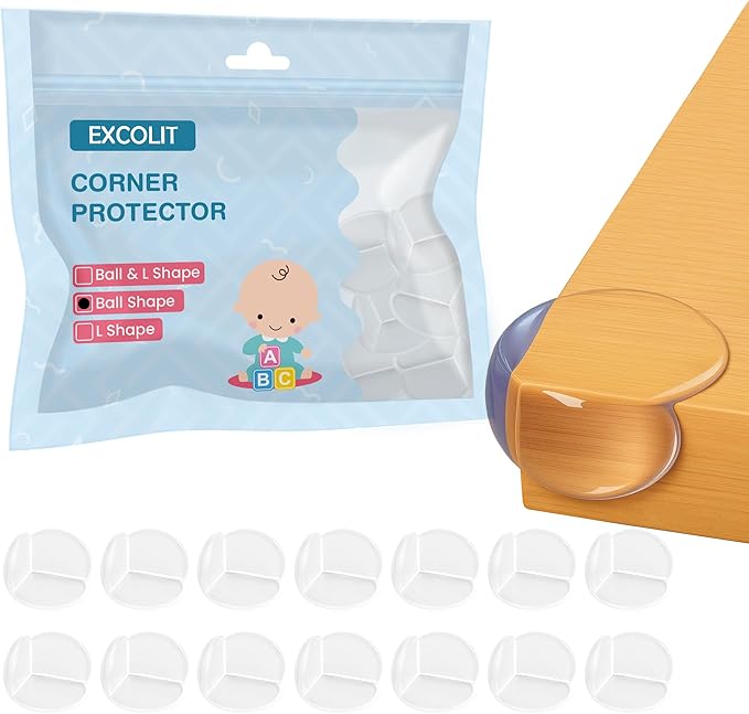 Corner Protector for Baby, Pack of 15 Clear & Transparent Edge Guards for Baby Proofing, Safety Furniture Corner Protectors for Furniture to Prevent Injuries (Ball Shaped)