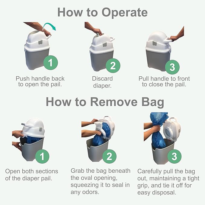 Foundations Mini Diaper Pail with Airtight Lid - Durable & Odorless Diaper Disposal, Large Capacity, Holds up to 30 Newborn Diapers, Refill with Any Bags - Sand