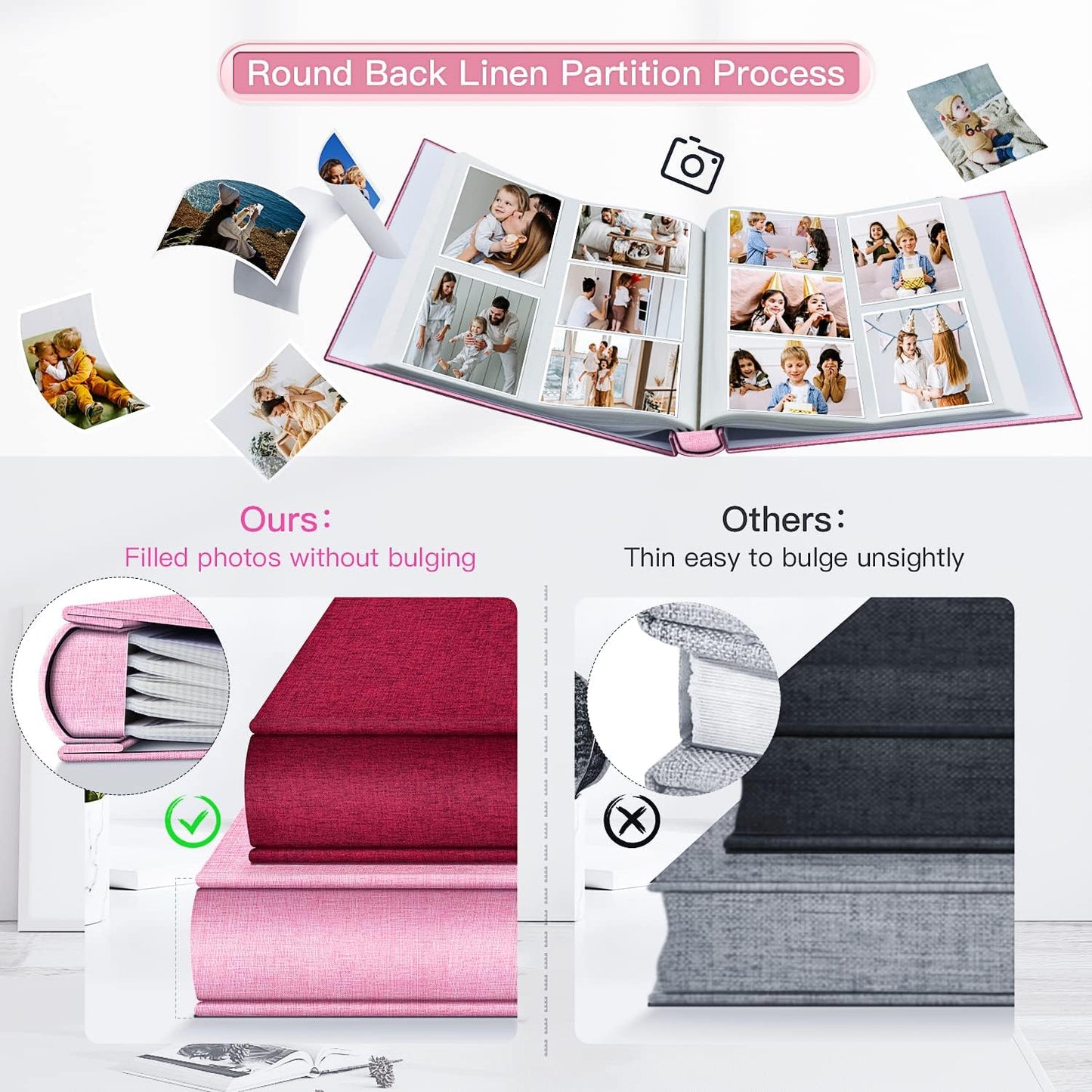 popotop Photo Album 4x6-600 Photos Photo Books with 600 Horizontal and Vertical Pockets,Linen Cover Albums for Family Wedding Anniversary Baby Vacation Pictures