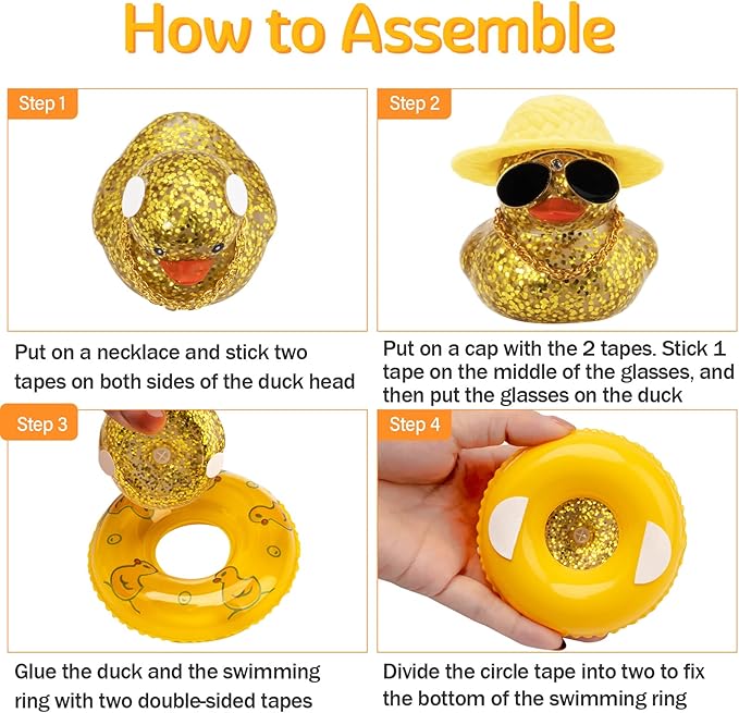 wonuu 2Pcs Car Dashboard Decorations Color Ducks, Rubber Duck for Car Ornament Accessories with Mini Hat Sunglasses Necklace and Swim Ring, B_Dark Blue Duck+Blue Sun Hat&Blue Sun Hat