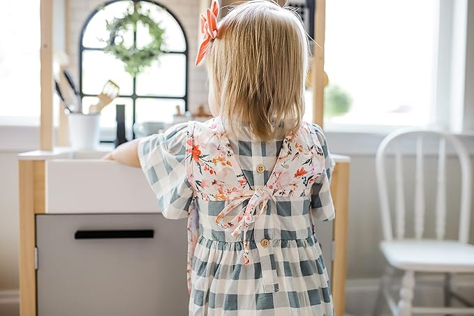 BapronBaby Peachy Dreams Bapron - No Neck Tie Safer Bib for Baby & Toddler - Soft Waterproof Stain Resistant - Machine Washable - Sz Preschool 3-5yrs