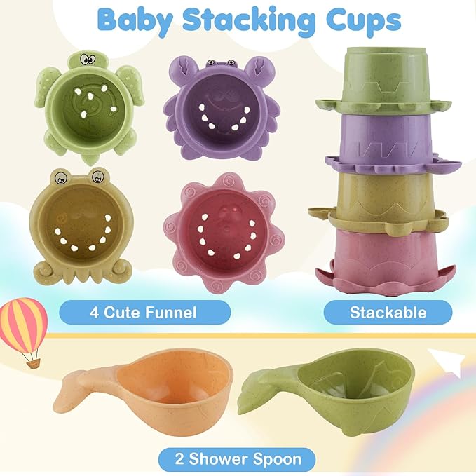 Bath Toy for Kids Toddlers Baby Bath Toys Set with Water Squirt Floating Animals Educational Bathtub Playtime Fun Gifts for Boys Girls Children