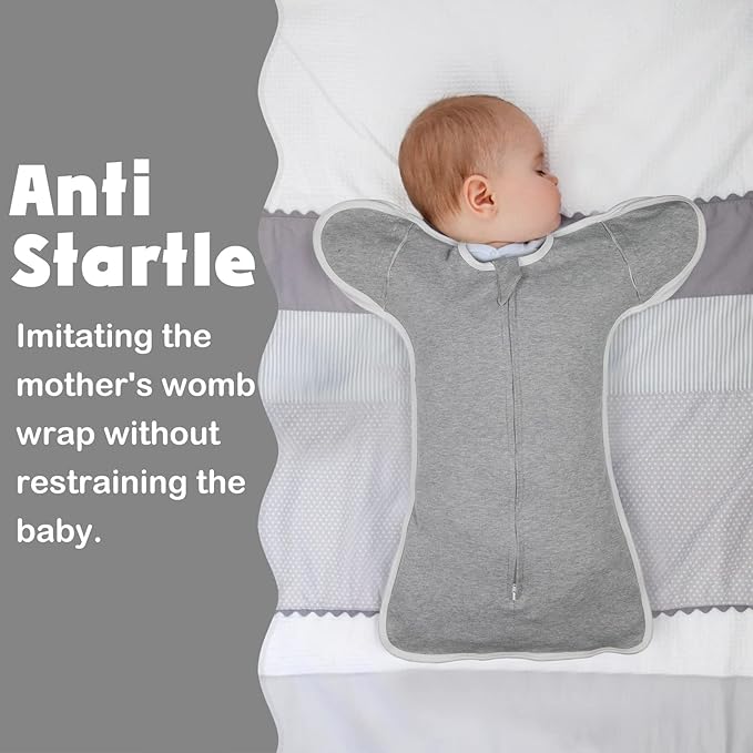 2 Pack Transition Swaddle with 2 Way Zipper, 2 in 1 Arms in/Out Transitional Arms Up Swaddle, 100% Cotton Newborn Swaddles Zipper Swaddles Baby Swaddling Sack Sleep Sack 3-6 Months