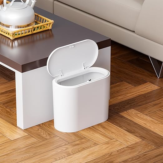 Yieach 12 L Bathroom Trash Can With Lid,2 Pack 3.17 Gallon Slim Pet/Dog Proof Trashcan and Skinny Small Covered Trash Can for Kitchen,Office,RV,Bedroom and Dorm,Plastic Covered Wastebasket,Garbage Can