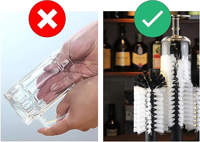 Yesland Water Bottle Cleaning Brush with Suction Base, 3 Head Removable Glass Washer Bristle Brush Cleaner for Long Leg Cup, Beer Cup, Red Wine Glass, Bar, Kitchen, Sink, Home Tools