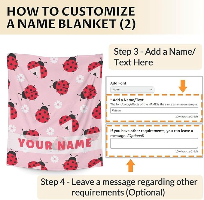 Custom Ladybug Blanket for Girls - 30 x 40 Inches Cute Lady Bug Gifts for Kids - Soft Fuzzy Pink Throw Blankets for Crib, Lap