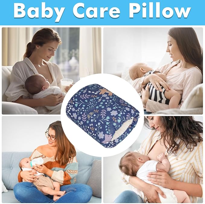 Nursing Arm Pillows for Breastfeeding,Baby Feeding Arm Pillow Portable and Washable for Travel, Soft Cotton Ergonomic Bottle Nursing Essentials（Blue Fox）