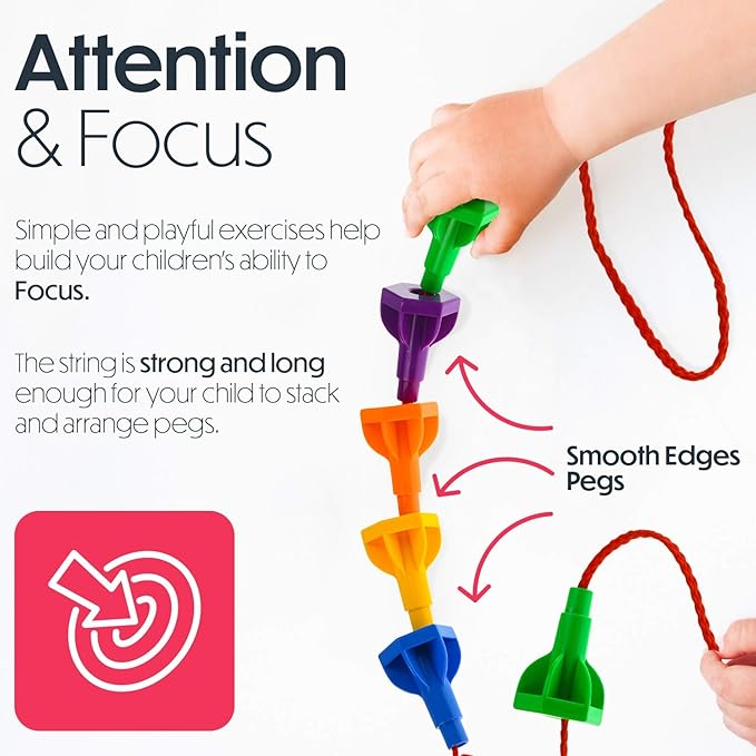 Pegs Board Game Set Jumbo Pack | 48 Pegs + 2 Boards & Storage Bag W/Handle Easy to Carry. for Motor Skills Sorting Counting Color Recognition Occupational Therapy Toddler and Preschool by Twinkle me