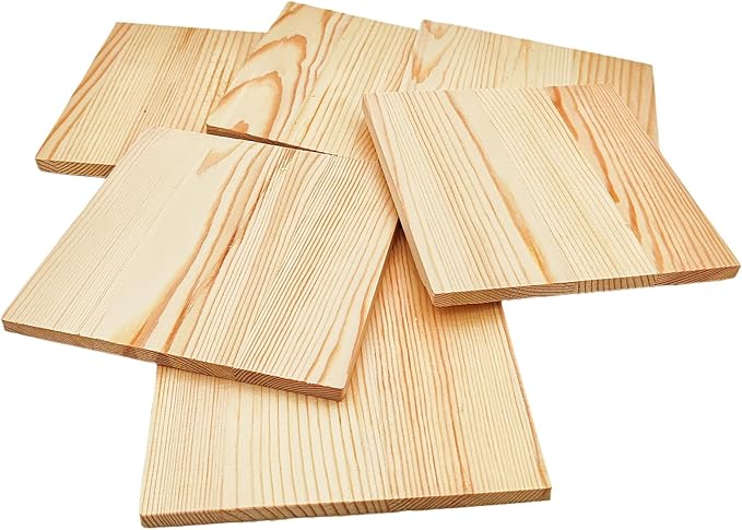 6PCS Unfinished Wood Square Blocks for Crafts, 6x6x0.3in Blank Wooden Squares Pine Wood Boards for Carving,DIY Wood Coasters,Painting & Burning