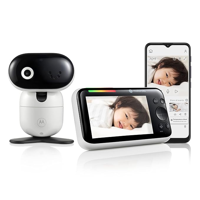 Motorola Nursery WiFi Baby Monitor with Camera, 5" Screen, Wall Mount, Long Range, 2-Way Audio, Temperature Sensor, Motorized, Lullabies, Cry Detection, PIP1610 HD Connect