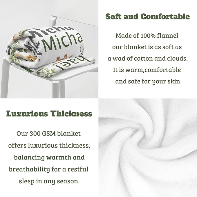 Personalized Baby Blanket - Custom With Name for Girls and Boys, Super Soft Plush Fleece, Personalized Gifts for Newborn