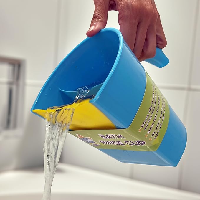 Mighty Clean Baby Shampoo Rinse Cup | Baby Bath Rinser Pail to Wash Hair and Wash Out Shampoo by Protecting Infant Eyes - Kids Bathing Without TEARS