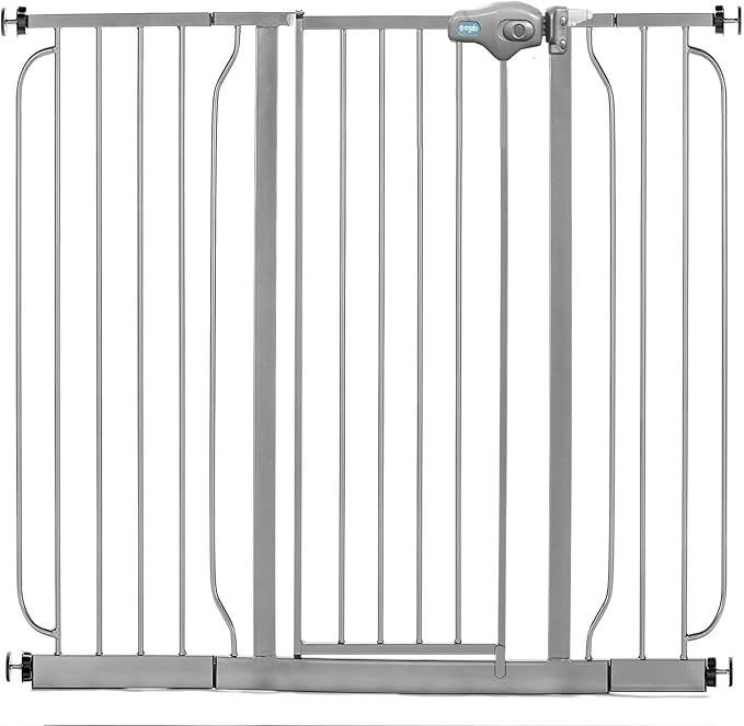 Regalo Easy Step 49-Inch Extra Wide Baby Gate, Includes 4-Inch and 12-Inch Extension Kit, 4 Pack of Pressure Mount Kit and 4 Pack of Wall Mount Kit, Platinum