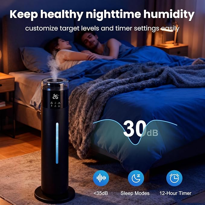 Large Humidifier for Bedroom, 8L/2.1Gal Ultrasonic Cool Mist, Remote control,Easy Clean with 350ML/H Large Mist Speed, Suitable for Kids Room Plant Yoga Study Room Office