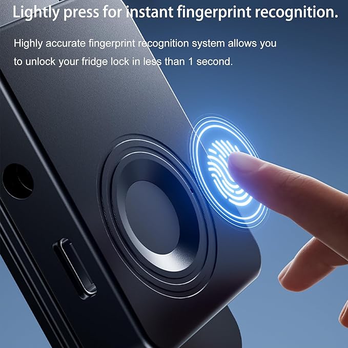 Fingerprint Fridge Lock, Refrigerator Lock with Fingerprint, for Fridge, Cabinet locks, Drawers, Dishwasher, Toilet and Cabinet Locks Baby Proofing, 3M Adhesive No Drilling (White)