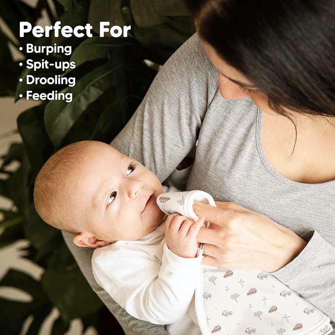 Organic Burp Cloths Baby Boy & Girl - 5-Pack Super Absorbent Cotton Burping Cloths for Babies, Soft & Plush Newborn Spit Up Rags, Infant Towels for Milk Spit Up, Unisex, Large 21" x 10" (Wilderness)