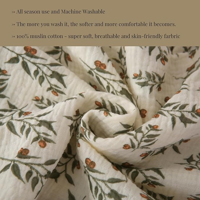 100% Cotton Muslin Crib Comforter/Quilt,Ultra Soft Cozy Reversible Baby Blanket,All Season Toddler Blankets for Boys and Girls, Machine Washable,41"x48"