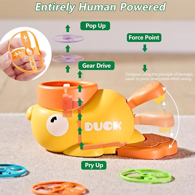 COUOMOXA Flying Disc Launcher for Kids: 3-12 Year Old Boys Girls Throw and Catch Outdoor Indoor Sports Game - Fun Family Activity Chasing Toys - Perfect Birthday Party Gift for Kid