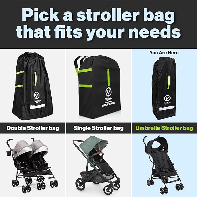 V VOLKGO Stroller Bag for Airplane, Large Cover for Airtravel, Jogger & Umbrella Stroller Cover for Travel - Fits Most Sizes, Gate Check Bag, Heavy Duty Durable Infant carrier covers for Air Travel