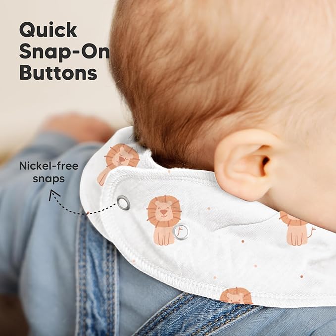 8-Pack Organic Baby Bandana Bibs for Boys, Girls - Super Absorbent Triangle Baby Bibs for Drooling and Teething Infant, 100% Cotton Extra Soft for Newborn, Infant 0-36 Months (Wilderness)