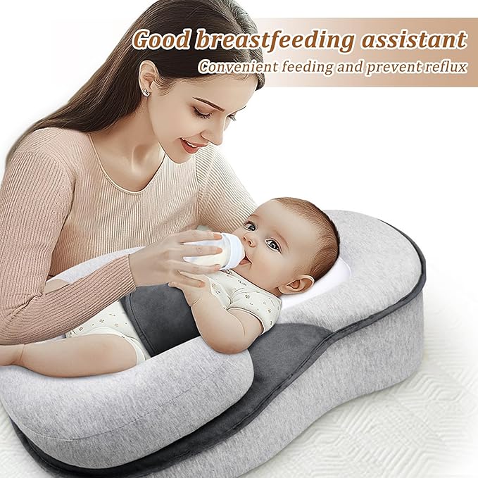 kornsurte Baby Lounger Pillow, Breastfeeding Feeding Pillow Reflux Reducing Spit-Up, Safety Nursing Pillow for Bottle Feeding
