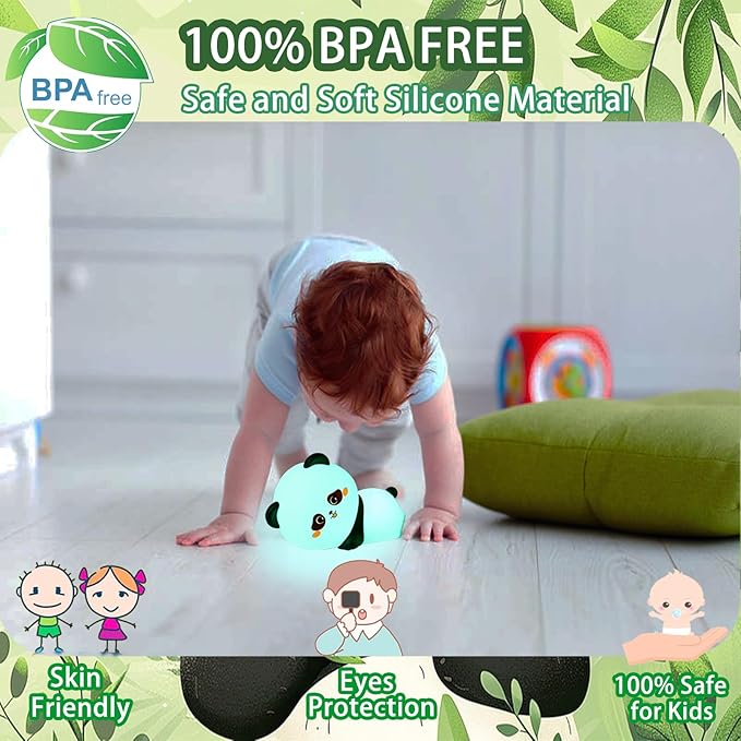 Cute Night Light Panda Night Light for Kids,16 Colors Dimmable Baby Night Lights for Nursery, Silicone Rechargeable Nightlight for Kids Room,Gifts Stuff for Boys Girls Baby,Toddler Decor