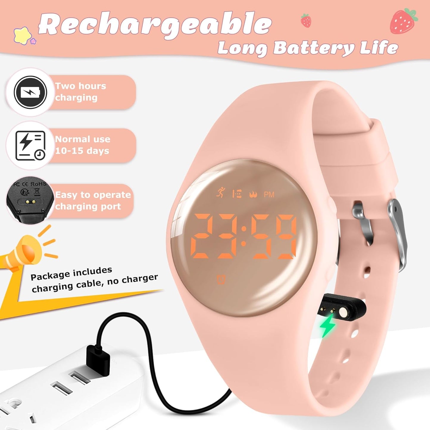 Kids Watches for Girls Boys Digital Sport Watch with Step Counter Pedometer Vibration Alarm Clock, No App Waterproof Fitness Tracker Kids Watch Boys Girls Teens Students Ages 5-16