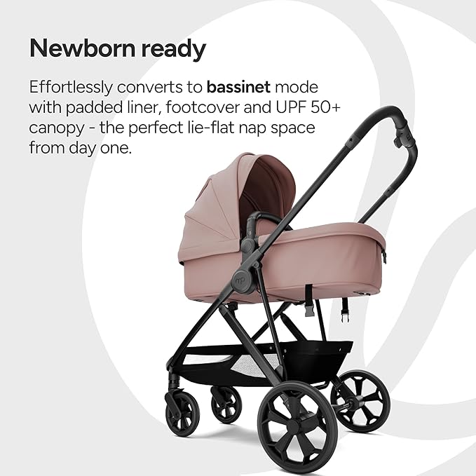 Mompush Wiz Pro 4-in-1 Baby Stroller with Bassinet Mode, Full-Size All-Terrain Premium Stroller from Newborn to Toddler, Snack Tray Included for Easy Feeding & Outing, Lay-Flat in Seconds