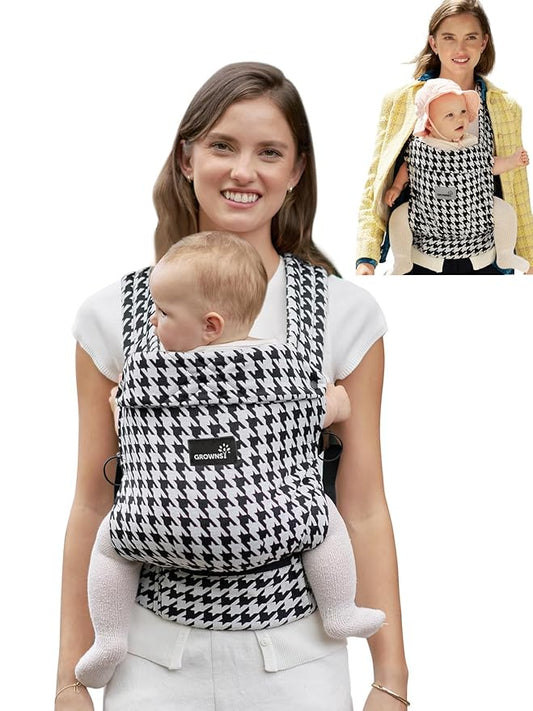 GROWNSY Baby Carrier Newborn to Toddler, Ergonomic Baby Toddler Carrier Slings Wraps with Head Support, Easy to Wear, Infant Carrier Baby Gift, Travel and Hiking Friendly,for 7 to 44 lb(Houndstooth)