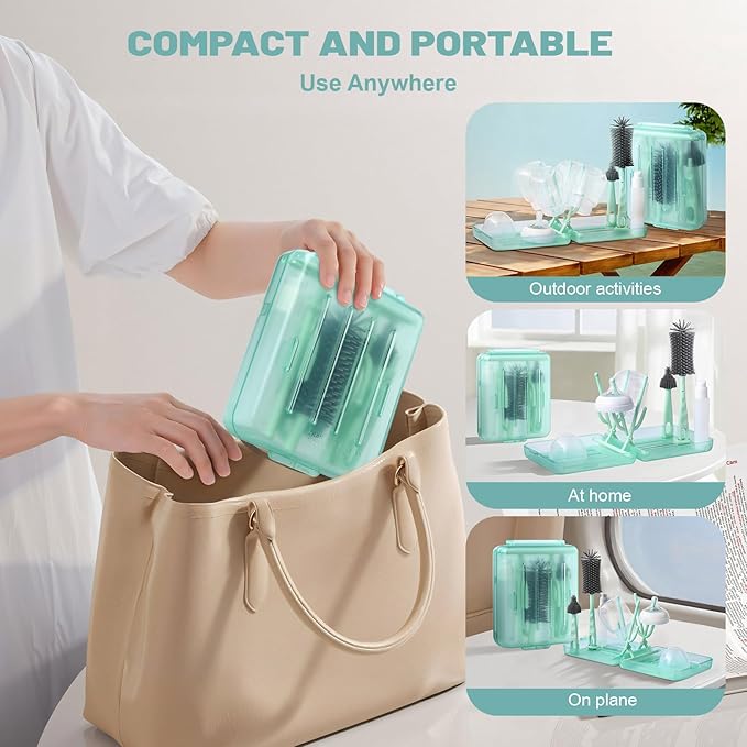 Bottle Cleaner Brush Set Travel Bottle Cleaner Kit Portable Bottle Cleaning Kit Cleaner Brush Set Toddler Cleaning Set Baby Travel Essentials for Flying Toddler Airplane Travel Essentials