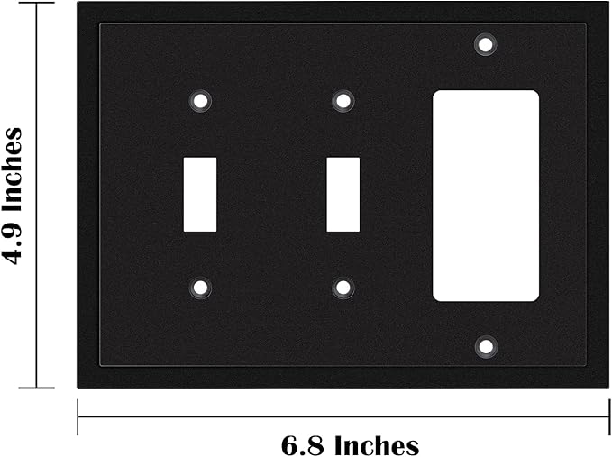 Modern Edge Decorative Wall Plate Switch Plate Outlet Cover, Durable Solid Zinc Alloy (Double Toggle/Single Decorator, Matte Black)