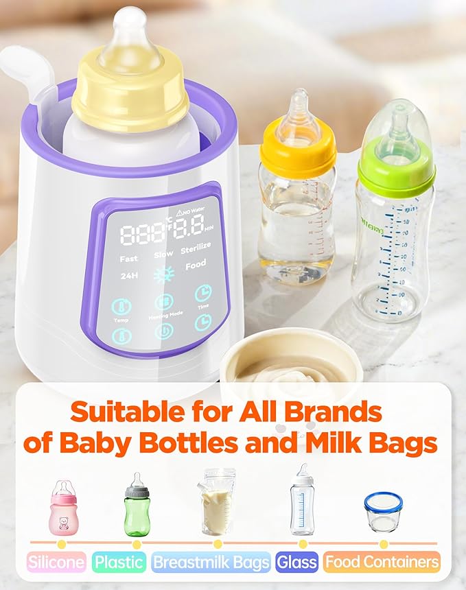 Fast Baby Bottle Warmer for Breastmilk, Smart 12 in 1 Breast Milk Warmer for Baby Essentials with Timer Temperature Control, Sterili-zing, Water Bath Technology, Baby Warmer for All Bottles Food Jars